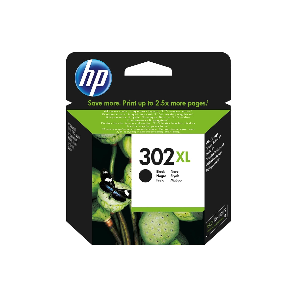 Cartouche d’encre HP 302 XL Noir originale F6U68AE haute capacité