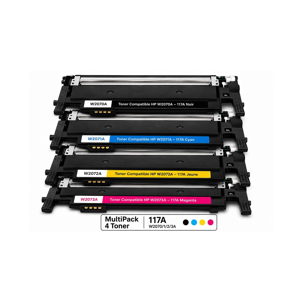 MultiPack de 4 toners compatibles HP 117A W2070A W2071A W2072A W2073A Noir Cyan Jaune Magenta