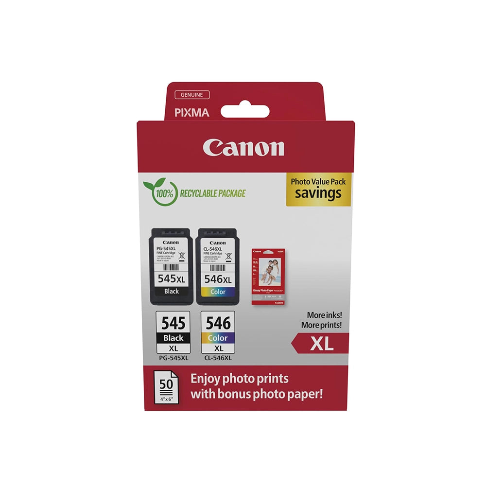 MultiPack cartouches Canon PG-545XL Noire et CL-546XL Couleur Grande Capacité d'origine