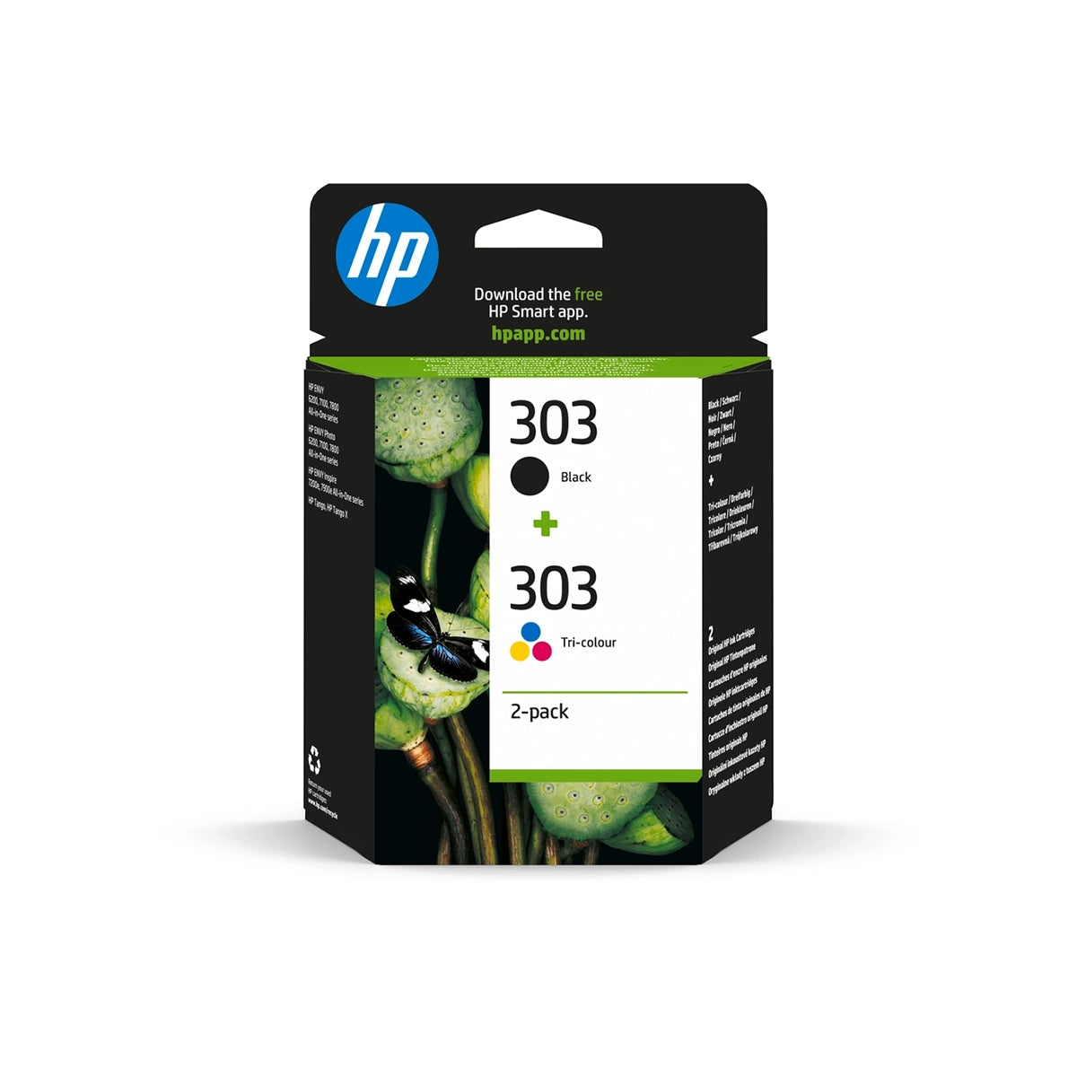 Multipack HP 303 original 3YM92AE comprenant une cartouche noire T6N02AE et une cartouche couleur T6N01AE Image principale du produit