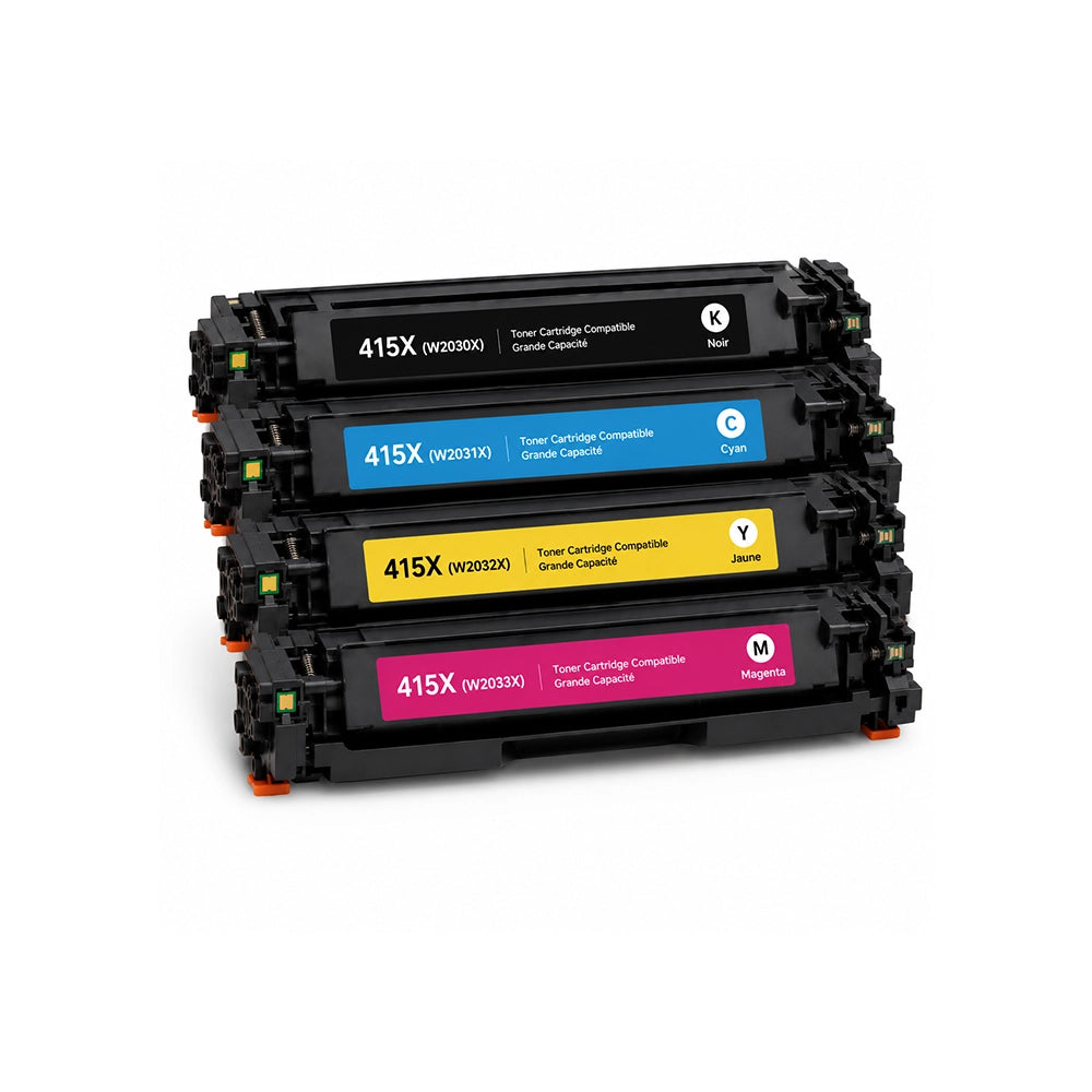 MultiPack de 4 toners compatibles HP 415X Noir Cyan Magenta Jaune grande capacité Image principale du produit