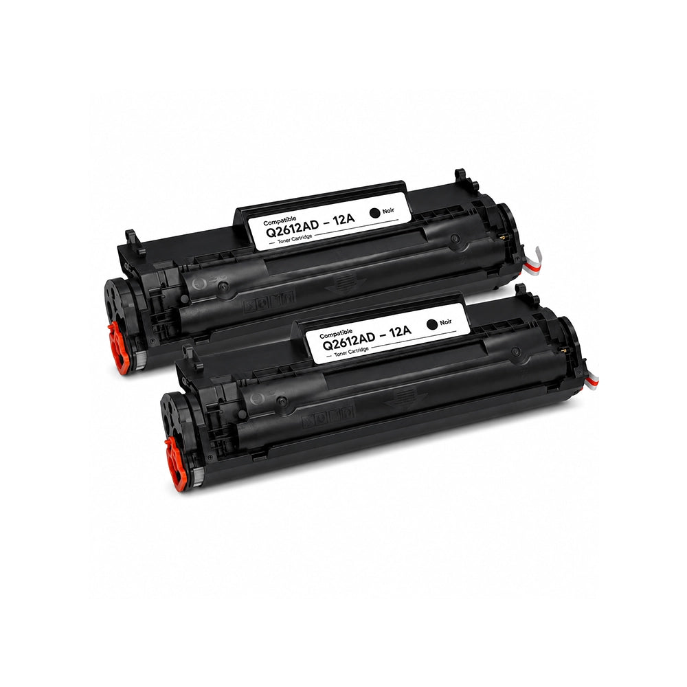 Pack de 2 toners compatibles HP Q2612AD 12A Noir pour imprimantes laser HP Image principale du produit