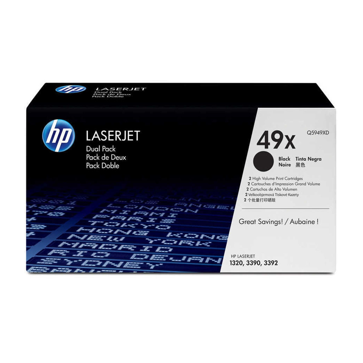 Pack de 2 toners HP 49X Noir Grande Capacité Q5949XD originaux pour imprimantes HP LaserJet Image principale du produit