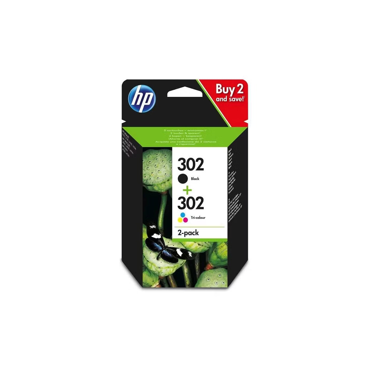 Pack cartouches HP 302 Noir et Couleur authentiques X4D37AE comprenant F6U66AE et F6U65AE