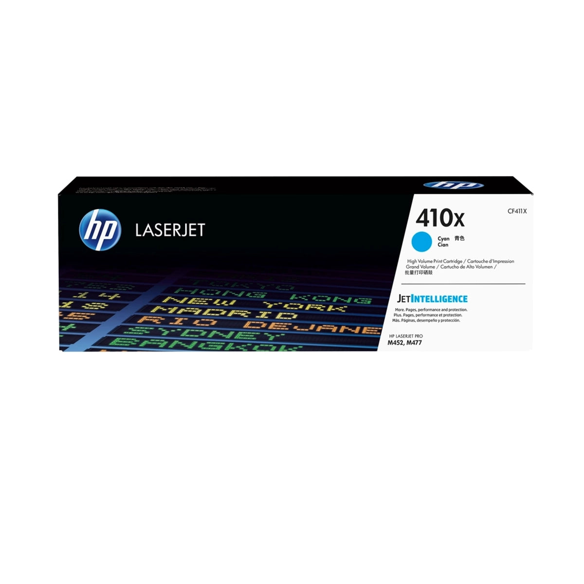 Toner HP 410X Cyan Grande Capacité CF411X original pour imprimantes HP Color LaserJet Pro